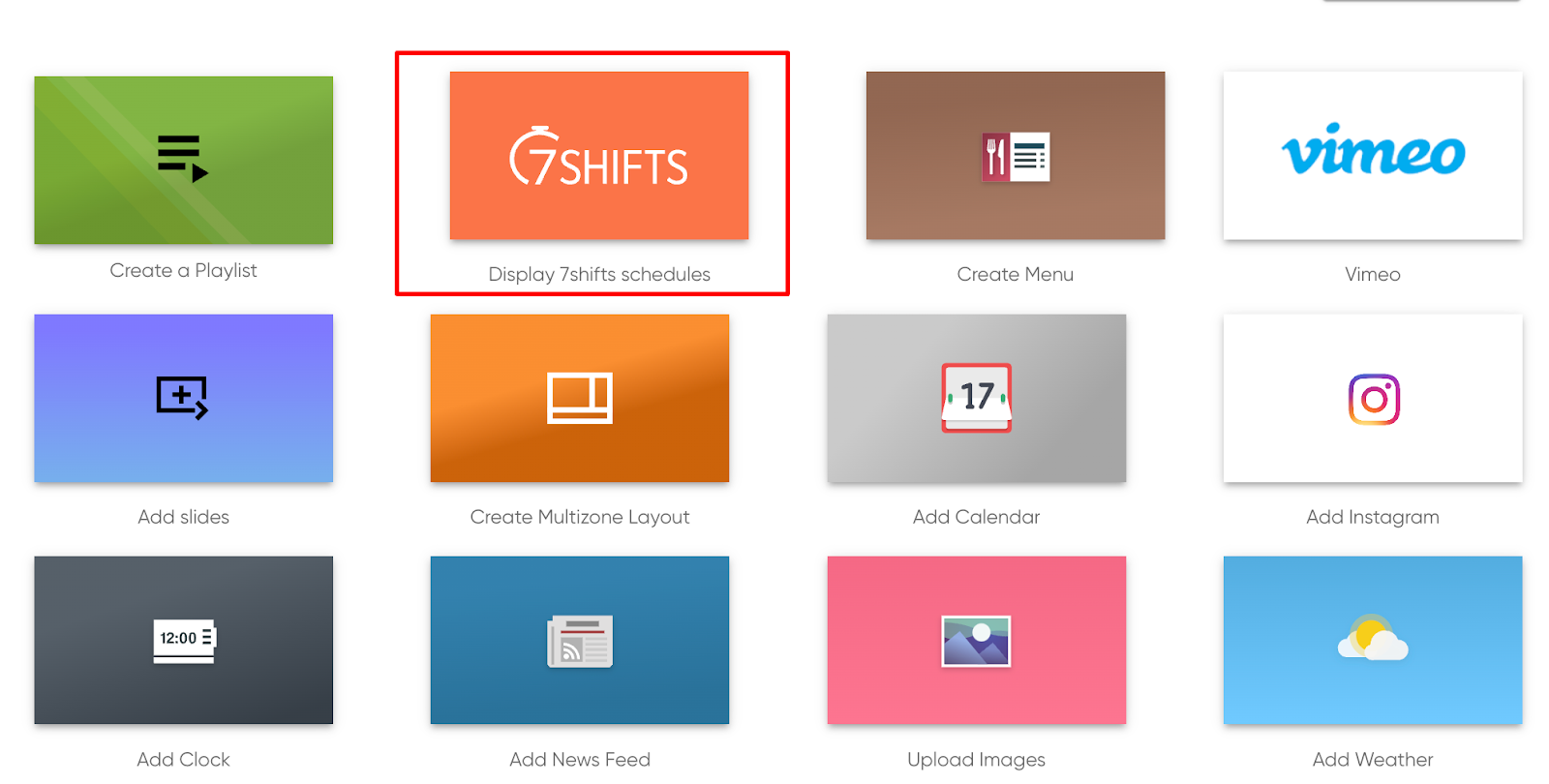 How do I display 7Shifts on my Raydiant screens?