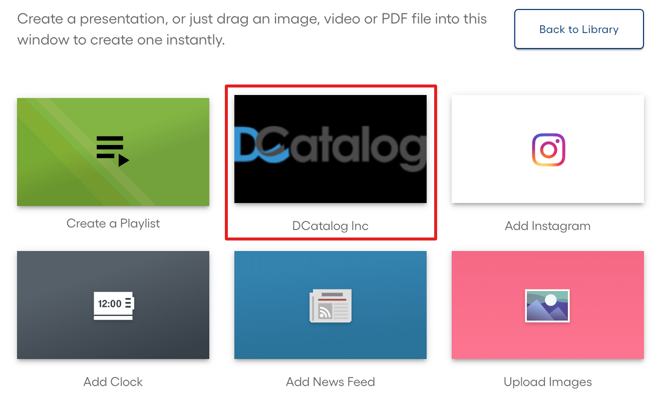 How do I display DCatalog on my Raydiant screens?