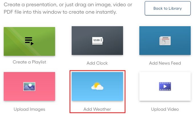 How do I display weather on my Raydiant screens?