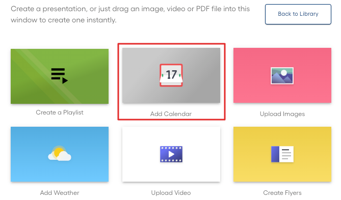 How do I display calendar events on my Raydiant screens?