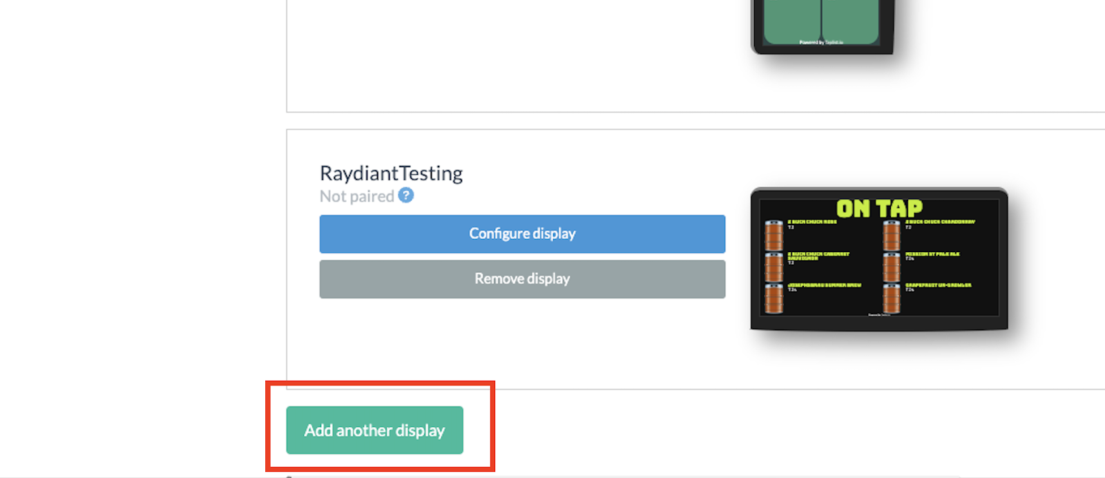 How do I display Taplist.io on my Raydiant screens?