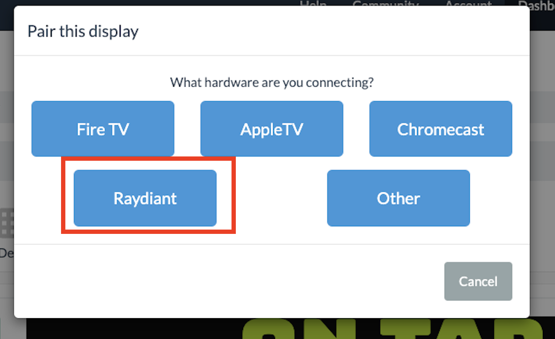 How do I display Taplist.io on my Raydiant screens?
