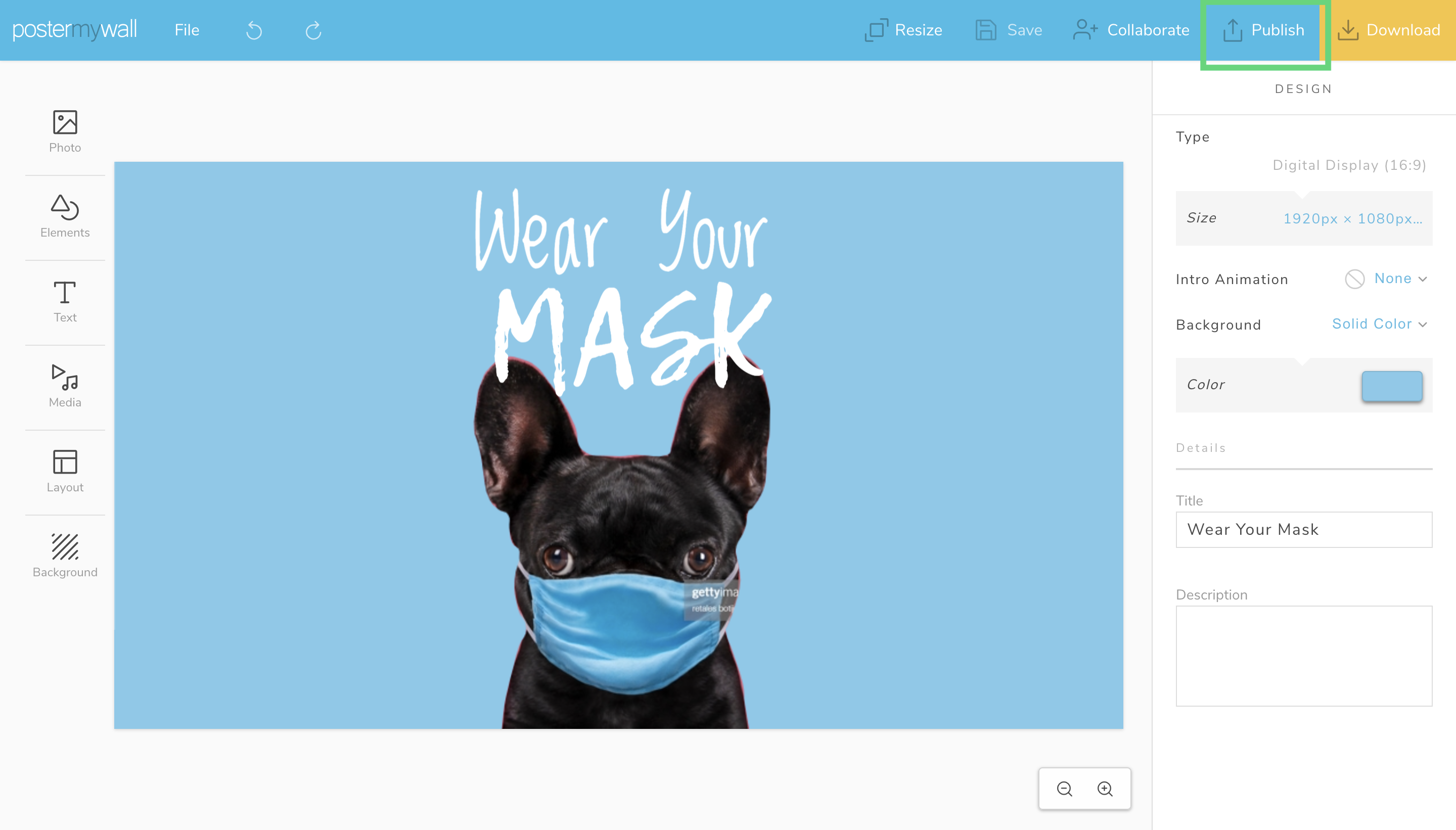 How do I display PosterMyWall designs on my Raydiant screens?